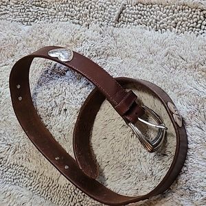Fossil vintage leather western concho belt with silver hearts